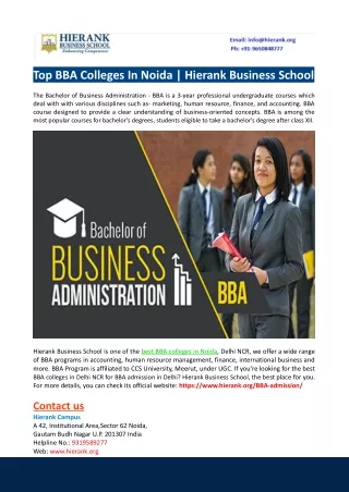Colleges For BBA In Noida-Hierank Business School