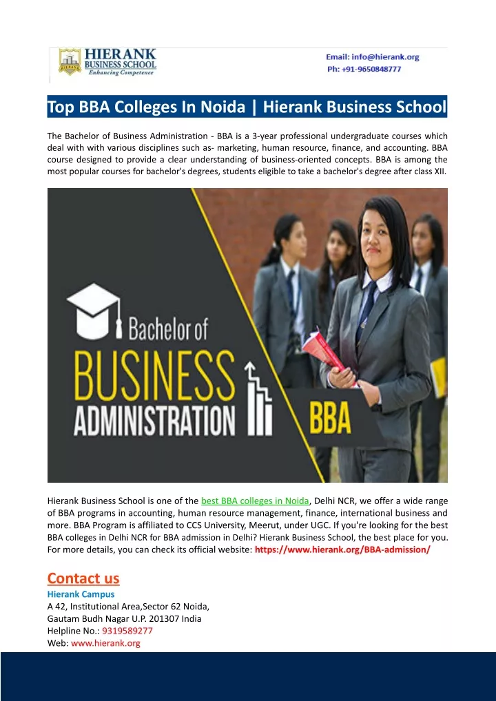 top bba colleges in noida hierank business school