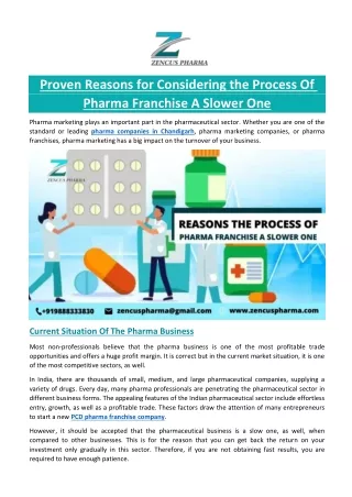 Proven Reasons For Considering The Process Of Pharma Franchise A Slower One