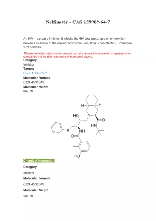 nelfinavir cas 159989 64 7
