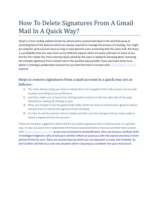 How To Delete Signatures From A Gmail  Mail In A Quick Way?