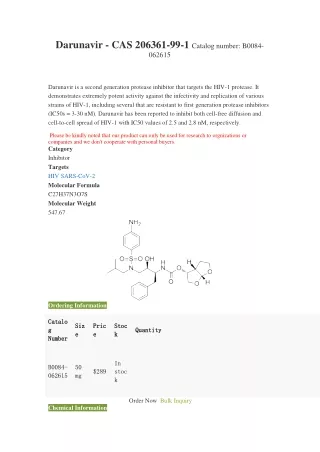 darunavir cas 206361 99 1 catalog number b0084