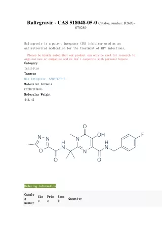 raltegravir cas 518048 05 0 catalog number b2693