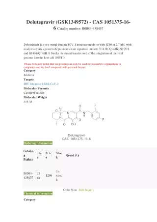 dolutegravir gsk1349572 cas 1051375 16 6 catalog