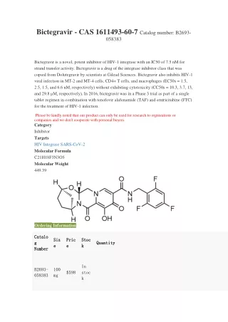 bictegravir cas 1611493 60 7 catalog number b2693