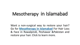 Mesotherapy in Islamabad