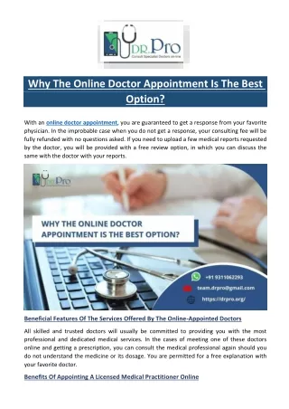 Why The Online Doctor Appointment Is The Best Option?