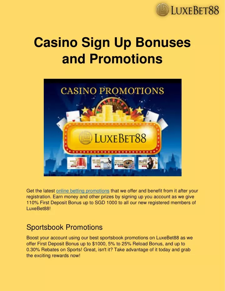casino sign up bonuses and promotions