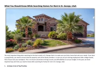 what you should know while searching homes
