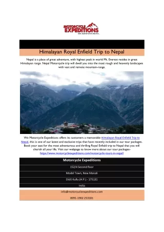 Himalayan Royal Enfield Trip