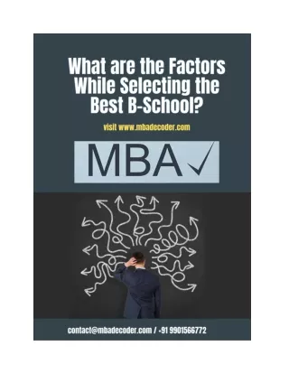 How to select the Right Business School for your MBA: Factor to Consider