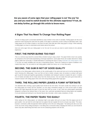 4 Signs That You Need To Change Your Rolling Paper
