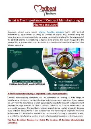 What is The Importance of Contract Manufacturing in Pharma Industry?