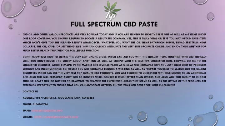 full spectrum cbd paste