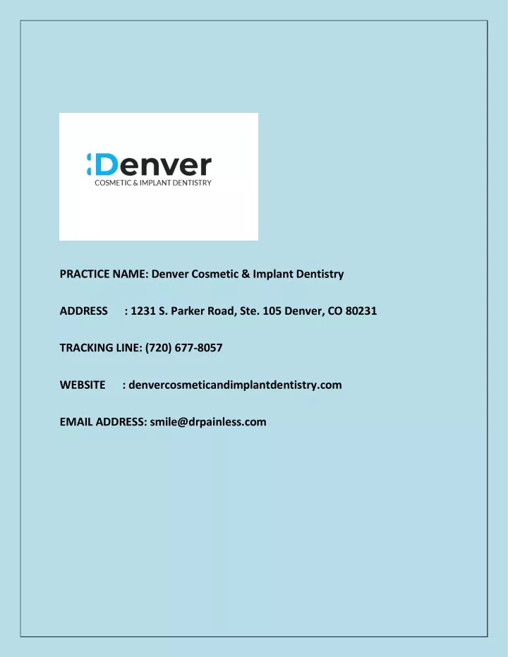 practice name denver cosmetic implant dentistry