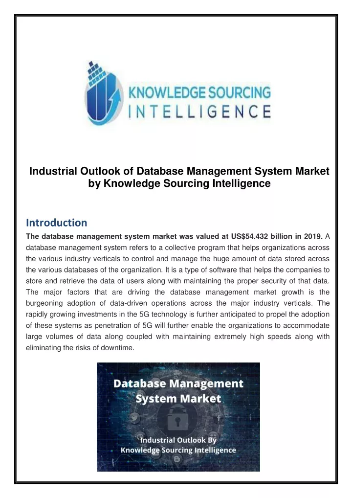 industrial outlook of database management system