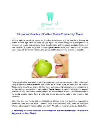 6 Important Qualities of the Best Dentist Preston High Street