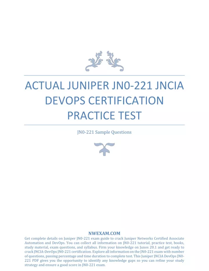 actual juniper jn0 221 jncia devops certification