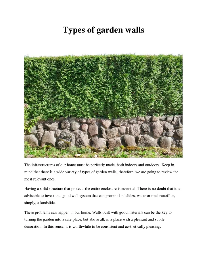 types of garden walls