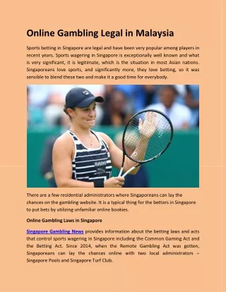 Online Gambling Legal in Malaysia
