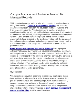Campus Management System Software A Solution To Managed your Records