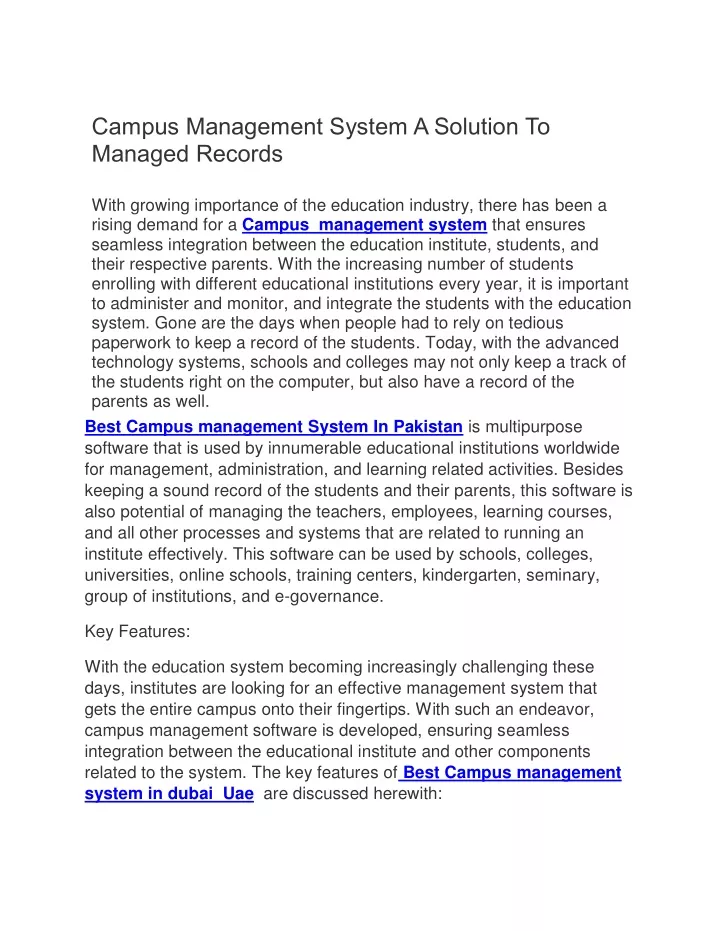 campus management system a solution to managed