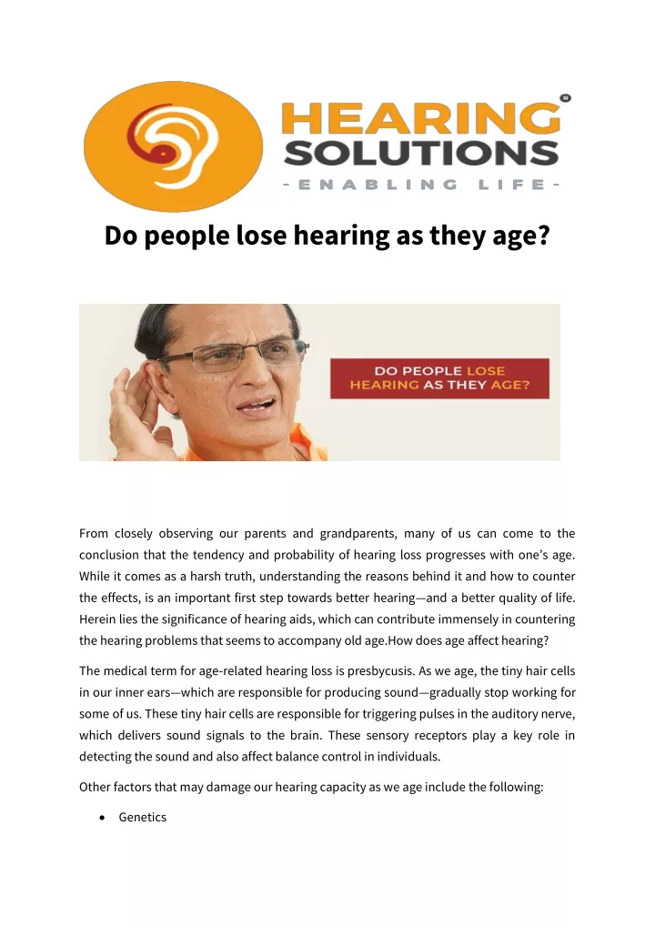 do people lose hearing as they age
