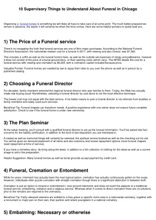 10 Supervisory Points to Understand About Funeral Service in Chicago