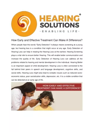 How Early And Effective Treatment Can Make A Difference?