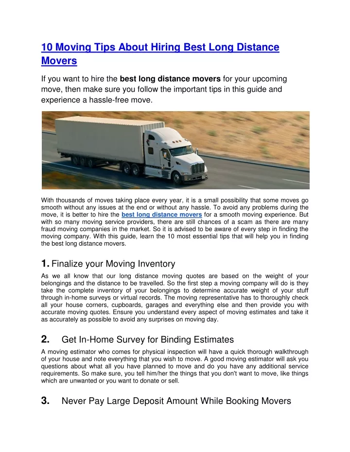 10 moving tips about hiring best long distance