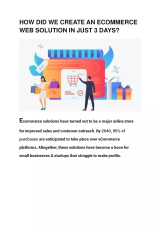 how did we create an ecommerce web solution