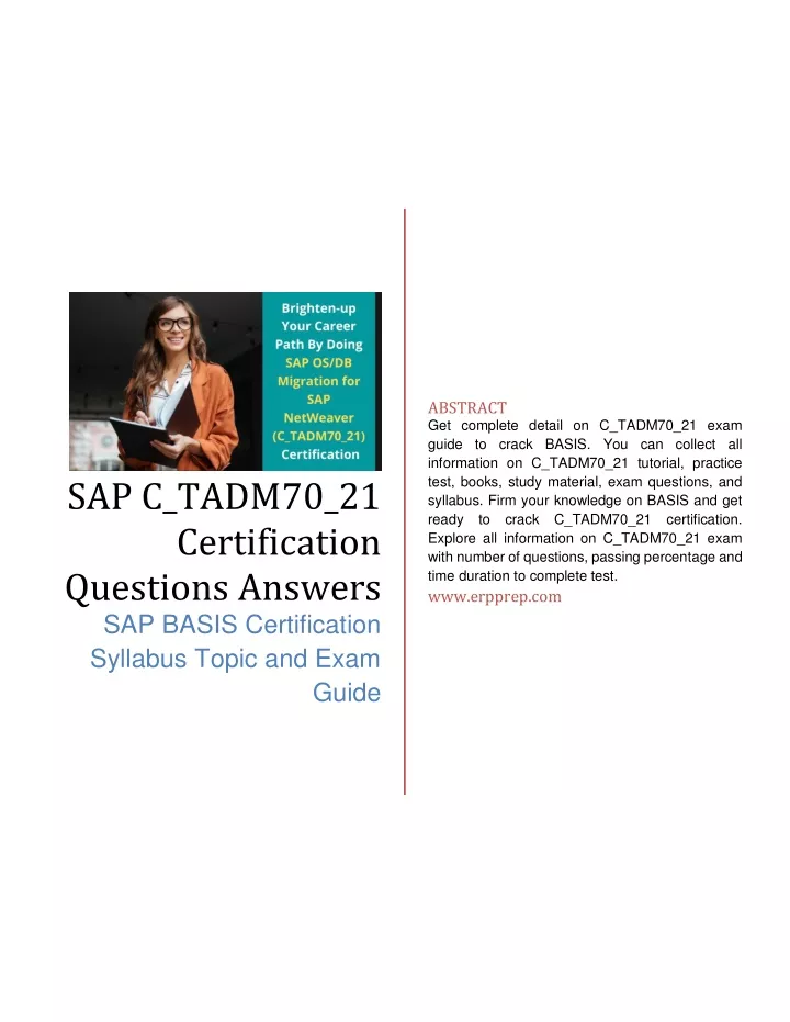 abstract get complete detail on c tadm70 21 exam