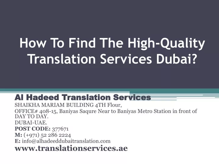 how to find the high quality translation services dubai