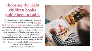 Choosing the right children books publishers in India
