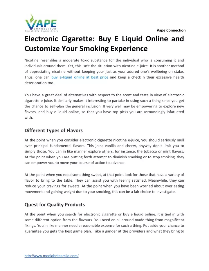 vape connection electronic cigarette buy e liquid