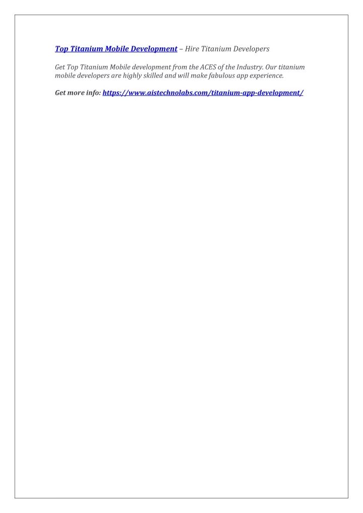 top titanium mobile development hire titanium