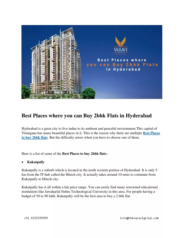best places where you can buy 2bhk flats