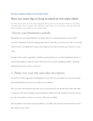 Best Ways To Improve Traffic To Your YouTube Videos
