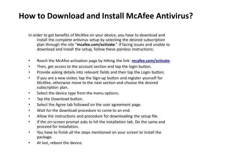 how to download and install mcafee antivirus