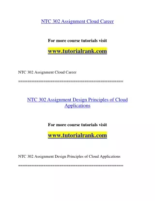 NTC 302 Experience Tradition- tutorialrank.com