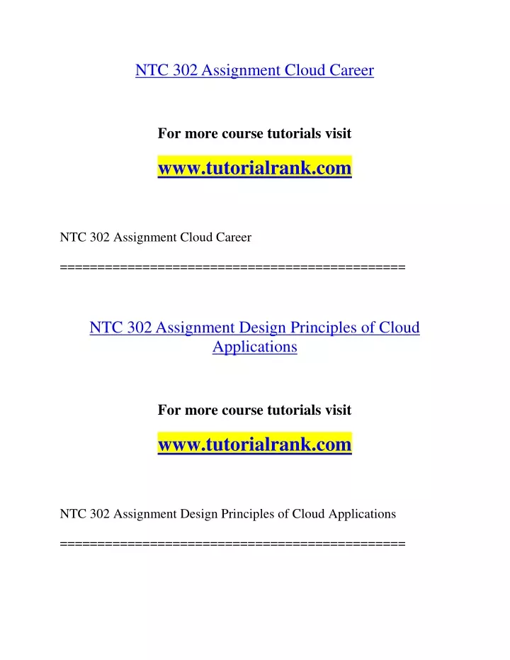 ntc 302 assignment cloud career
