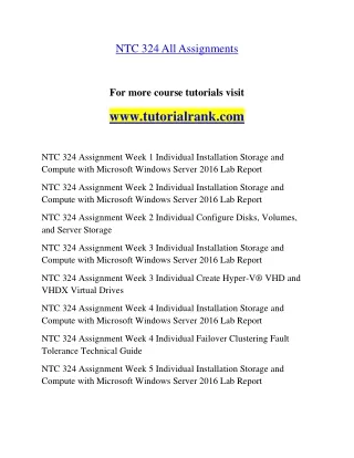 NTC 324 Experience Tradition- tutorialrank.com