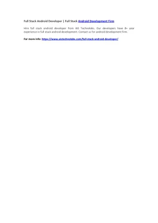 full stack android developer full stack android