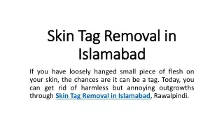 Skin Tag Removal in Islamabad