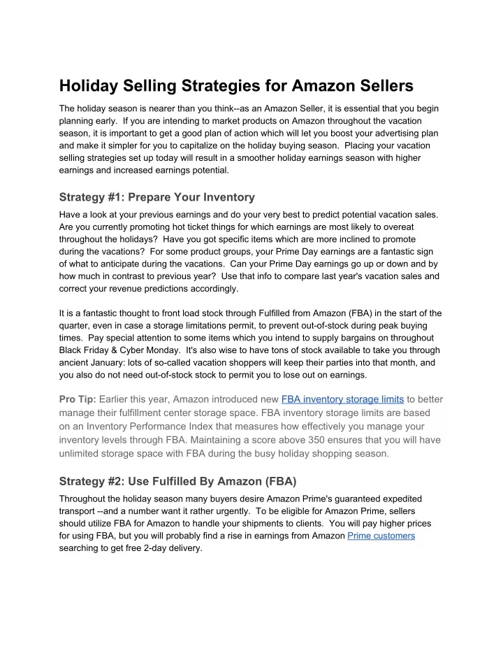 holiday selling strategies for amazon sellers