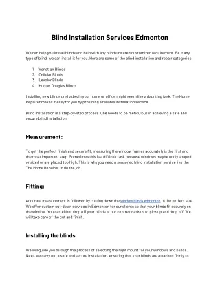 Blind Installation Service Edmonton