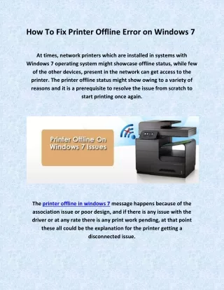 How To Fix Printer Offline Error on Windows 7