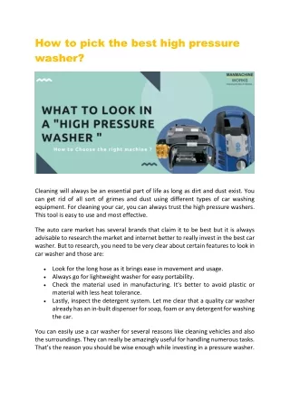 how to pick the best high pressure washer