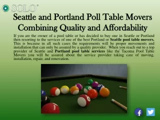 Seattle and Portland Pool Table Movers Combining Quality and Affordability