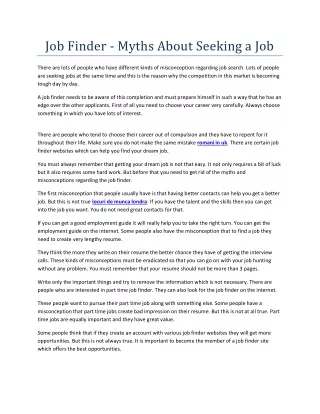 job finder myths about seeking a job